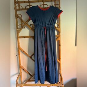 VTG Vanity Fair Navy Blue / Red Loungewear Maxi Dress / Robe